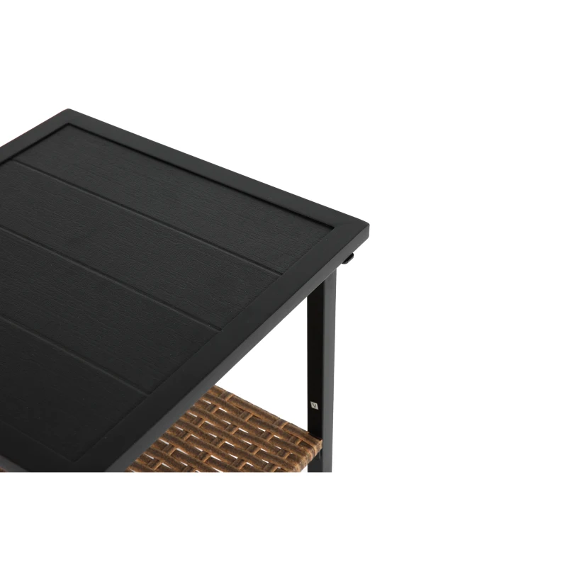 Outdoor-Dreh-Schaukelstuhl-Set, Set 3 Stück mit 1 Tisch und 2 Schaukelstühle, 360° Dreh- und Schaukelfunktion, Braun+Grau