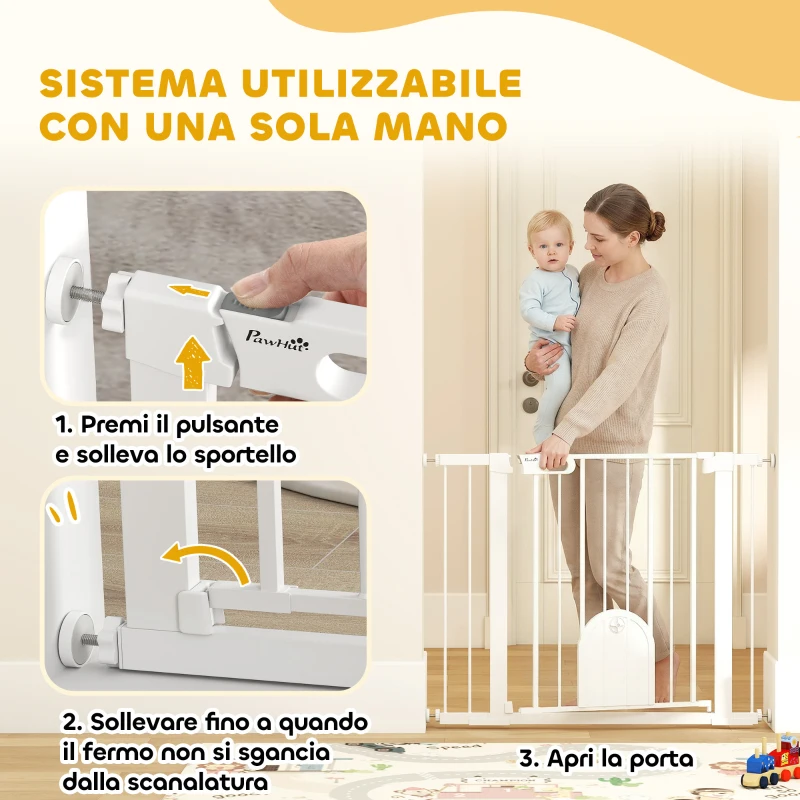 PawHut Cancellino per Cani Regolabile con Porta Piccola e Chiusura Automatica, 75-103x76cm, Bianco