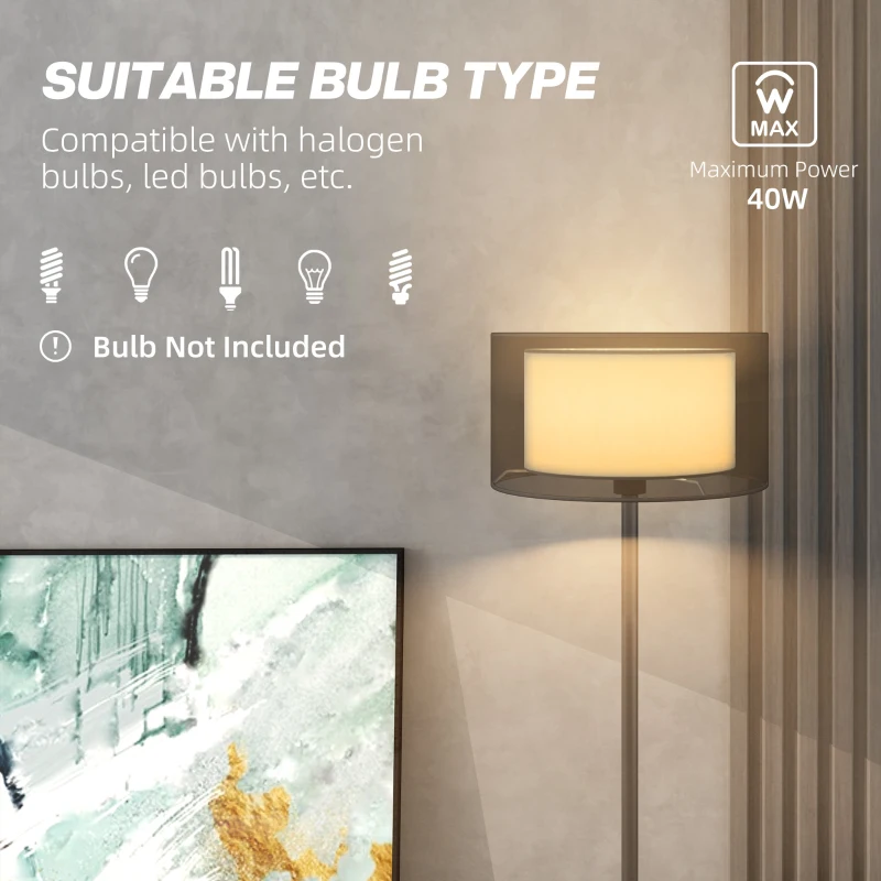 Lampa podłogowa E27, abażur materiałowy, czarna