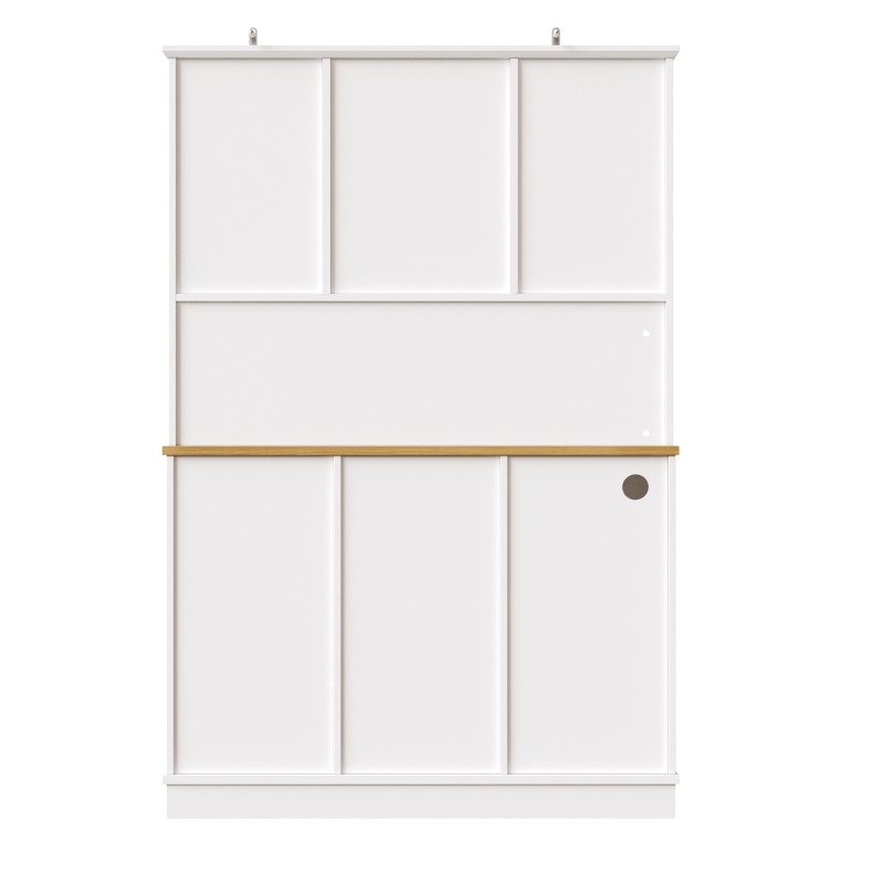 Tall Kitchen Cabinet with Integrated USB Ports & Ergonomic Worktop, Stylish Sideboard with Adjustable Shelves, 118L x 39.5W x 180H cm, White