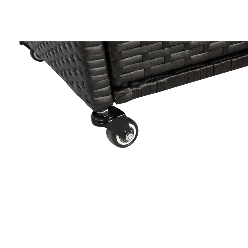 Outdoor-Barwagen mit Eisbehälter, abschließbare Rollen, für Garten, Poolbereich und Hinterhof, 131x50x91 cm, Schwarz