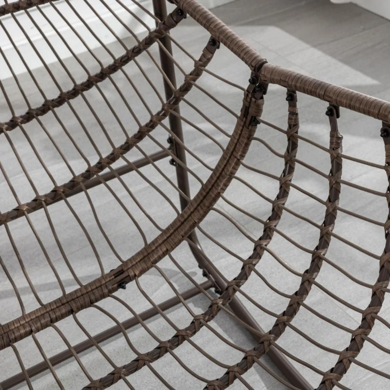 Poltrona a uovo dondolante con cuscino imbottito spesso, Interni & Esterni Poltrona a dondolo comoda, 111x94,5x80 cm, Grigio scuro