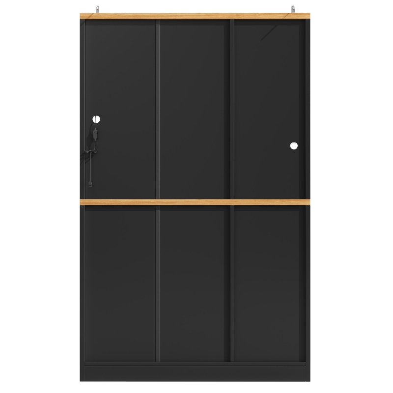 Tall Display Cabinet with USB-Powered App-Controlled LED Lighting, Modern Sideboard for Kitchen, Living Areas, 104L x 40W x 180H cm, Black