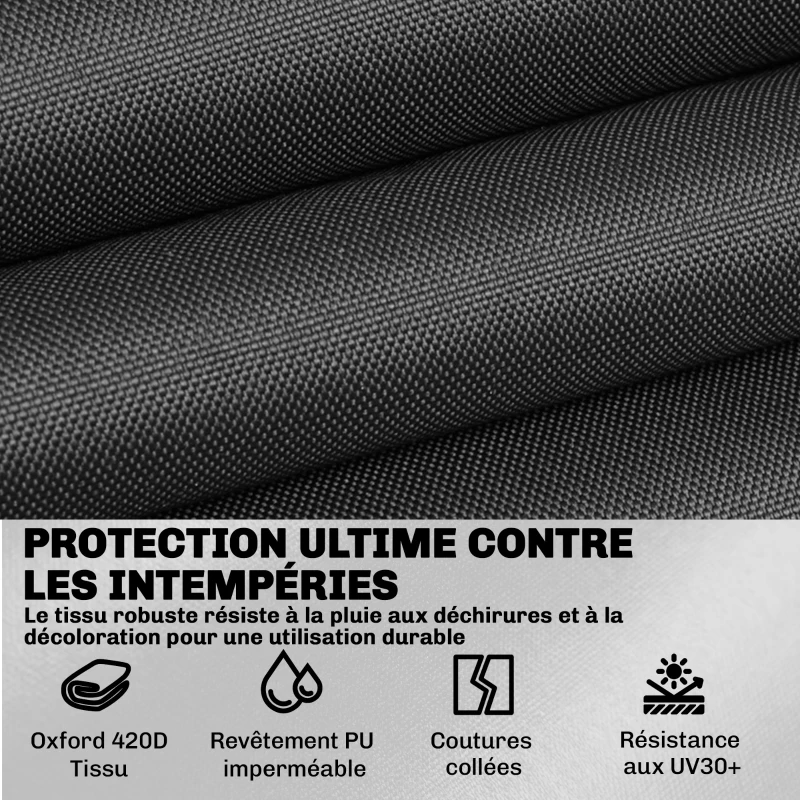 Outsunny Ensemble de 4 Housses Salon de Jardin Imperméables 420D Tissu Oxford, 6 Évents et Sac de Rangement, 142x80x77cm, Noir