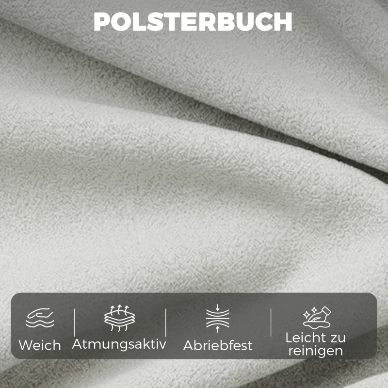 HOMCOM 2-Sitzer-Sofa, 146 cm Kunstleder-Modularsofa mit breiter und tiefer Sitzfläche, dicken Kissen, einfache Montage, Grau