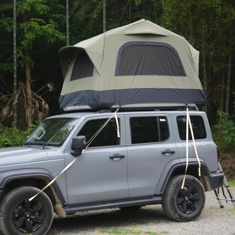 Aufblasbares Camping-Dachzelt fürs Auto/SUV, Platz für 2 Erwachsene + 1 Kind, 220x145x140 cm, Grün