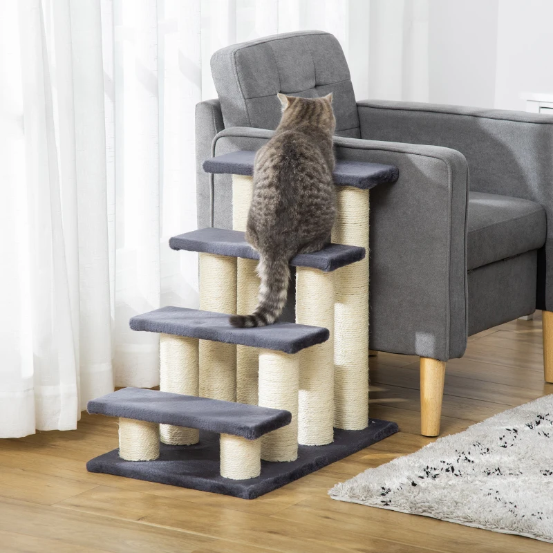PawHut Dog Steps for Bed 4 Steps Pet Stairs for Dog Cat ladder Scratch Post