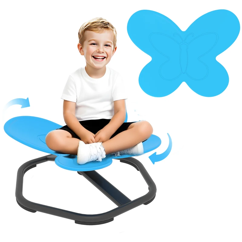 AIYAPLAY Butterfly-Shaped Kids Swivel Chair, Sensory Spinning Chair for Balance and Coordination Training, Blue