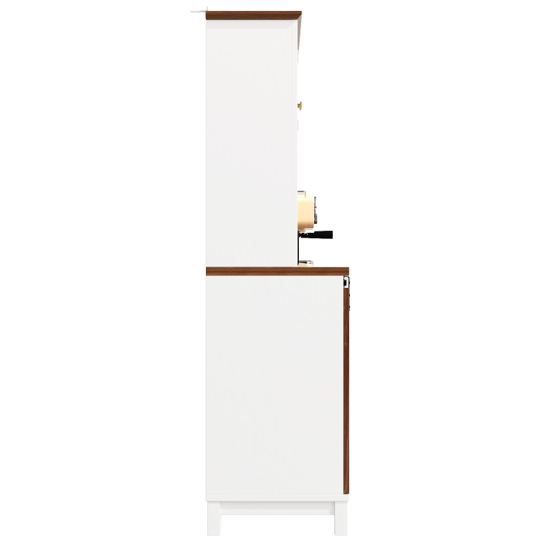 Modern Cabinet with App-Controlled RGB LED Lighting and Music Sync, Tall Sideboard with Adjustable Shelves, 104L x 40W x 180H cm, White