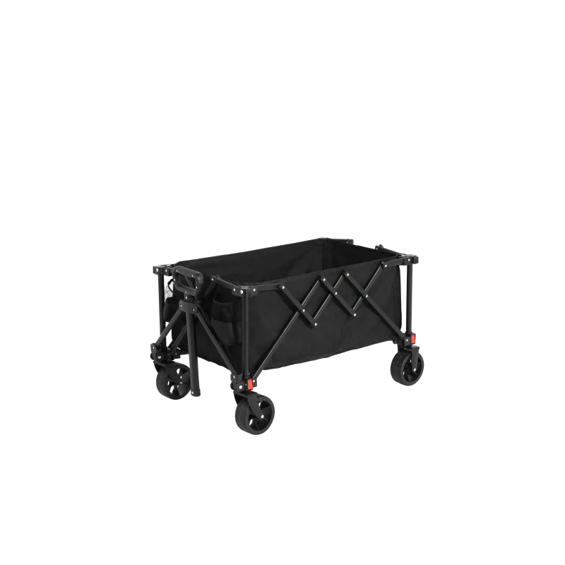 Faltbarer Bollerwagen, für Camping, Einkaufen, 77 x 48 x 45 cm, Schwarz
