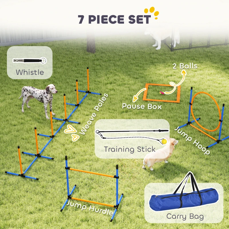 Zestaw Agility dla psów PawHut, 7 elementów, treningowy