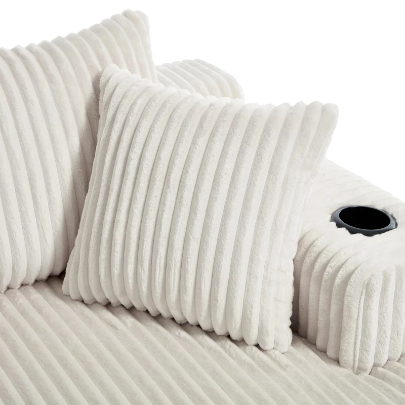 Modular L-Shaped Sectional Sofa with High-Resilience Foam, Plush Corduroy Chaise Lounge for 3 People, 257L x 160W x 80H cm, Beige