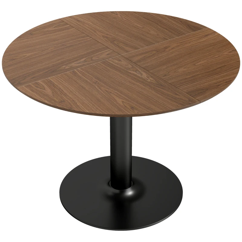 HOMCOM Table à manger ronde pour 4-6 personnes, table de cuisine avec large plateau et base en acier, Ø 110 x 78 cm, marron