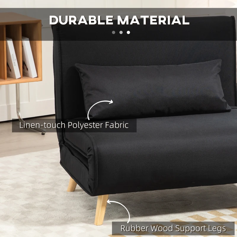 HOMCOM Relaksacyjny fotel z funkcją łóżka, dla 1 osoby, nowoczesny design, do 350 kg, 94x78x80 cm, Czarny