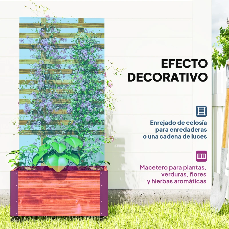 Outsunny Jardinera con Ruedas Enrejado Tela no Tejida y Esquinas Metálicas de Doble Capa 65x31x147 cm Carbonizado