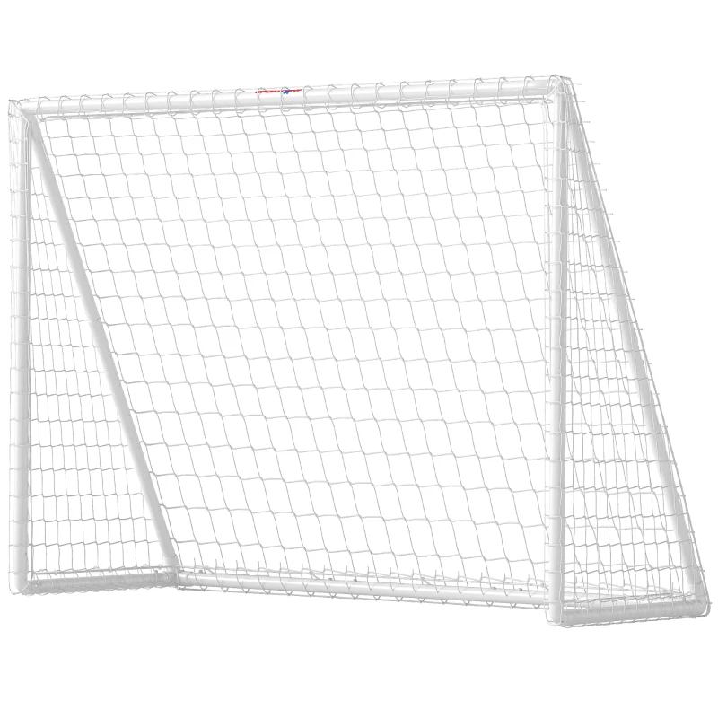SPORTNOW Bramka Piłkarska, Wytrzymała Siatka, Rama z Tworzywa Sztucznego, Kołki, 240Dł x 90Szer x 180Wys cm, Biała
