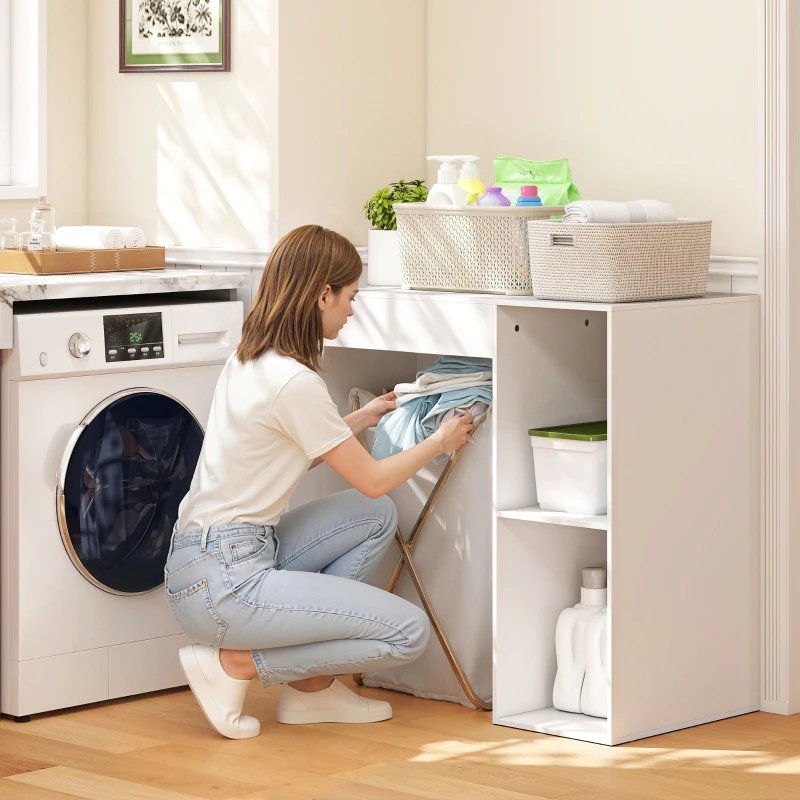 HOMCOM Schrank über Waschmaschine, Bad-Organizer über Toilette mit offenen Ablagefächern für Waschraum, Weiß