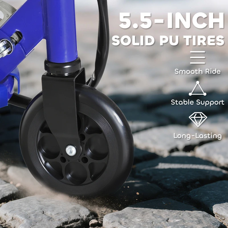 HOMCOM Folding Electric Kids Scooter Ride on Age 7-14, Blue