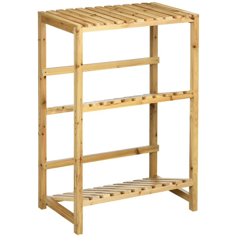 Outsunny Regał na skrzynki z napojami Stojak na 4 skrzynki Naturalne drewno 2 poziomy 74 x 45 x 111 cm