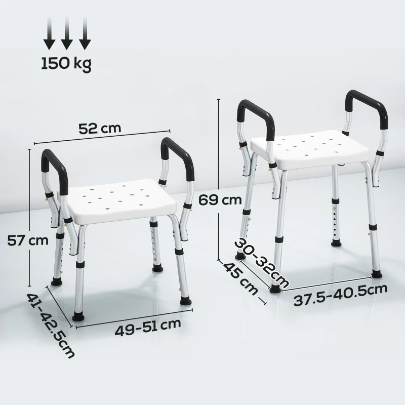 HOMCOM 57-69cm Aluminium Frame Bath Seat
