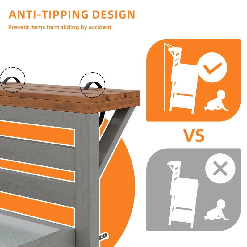 Wooden Garden Cabinet with Large Drawer and 2-Tier Shelf, Weather‑Resistant Sideboard for Patio Workspace, 80L x 72.5W x 123H cm, Natural