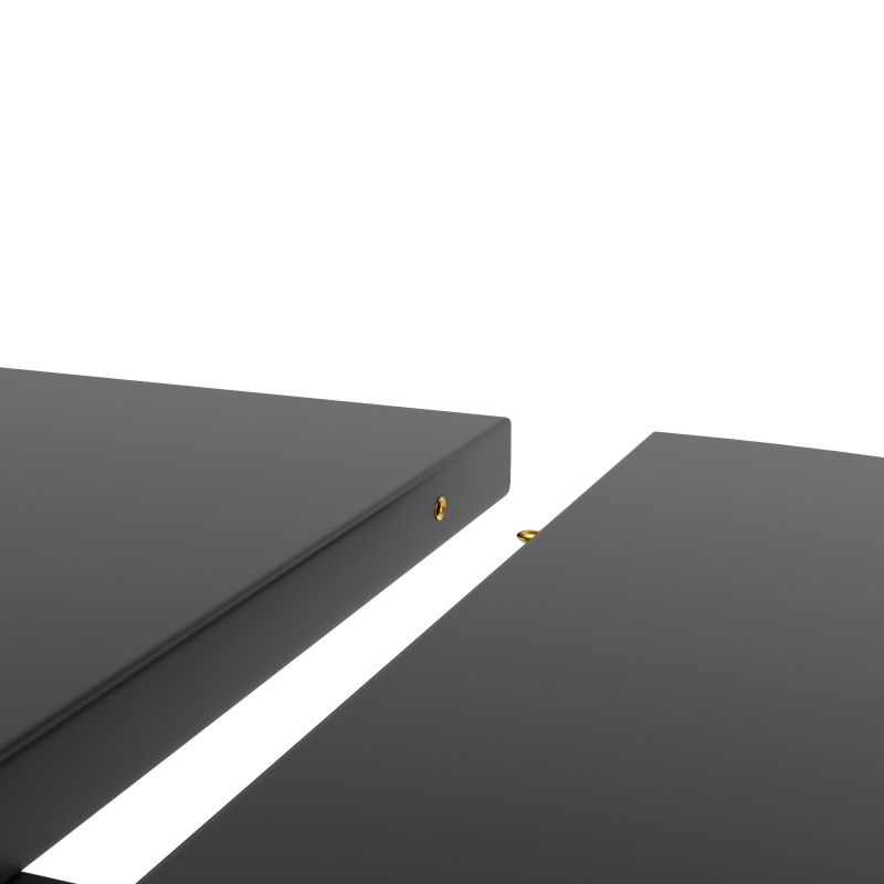 Extendable Dining Table with Curved Sliding Doors and 2 Shelves, Space-Saving Kichen Table for 6 People, 118L x 118W x 76H cm, Black