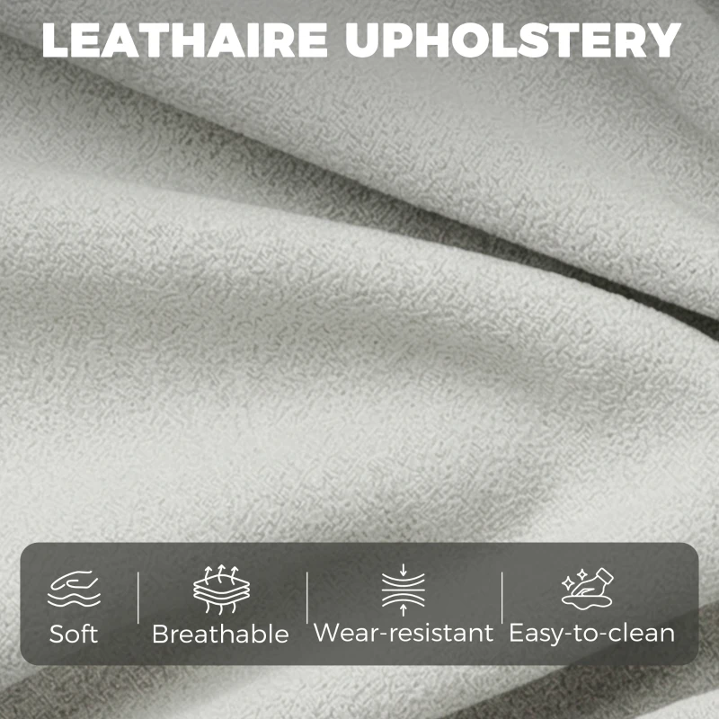 HOMCOM 2-osobowa sofa, 146 cm modułowa sofa z ekoskóry z szerokim i głębokim siedziskiem, grubymi poduszkami, łatwy montaż, Szara