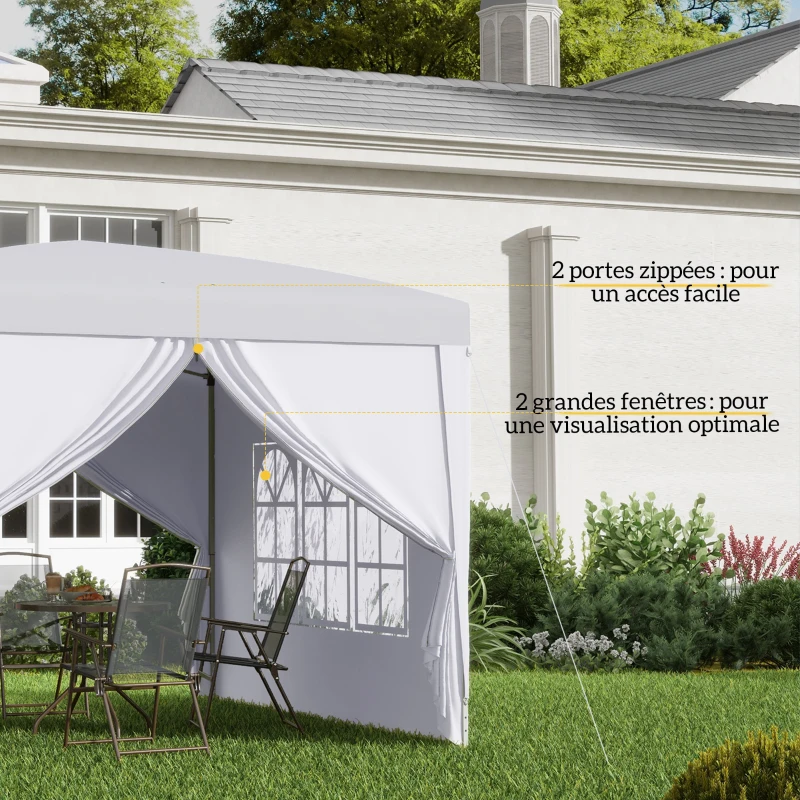 Outsunny Tonnelle Barnum Tente de réception Pliante 3 x 3 x 2,58 m avec fenêtres + Sac de Transport Blanc