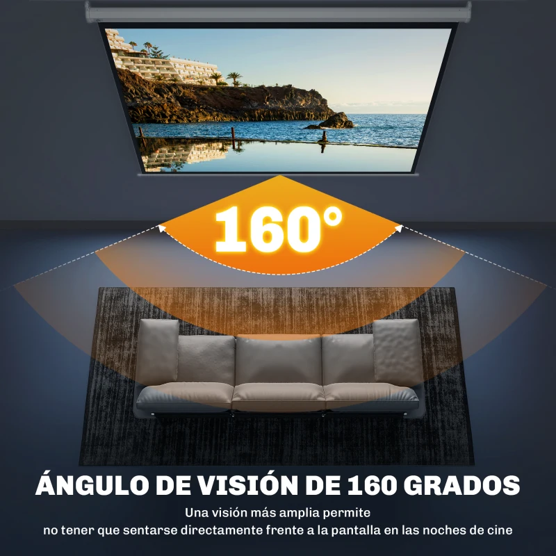 HOMCOM Pantalla de Proyección Manual 100 Pulgadas Formato 4:3/16:9 para Interior y Exterior Cine en Casa Patio Blanco