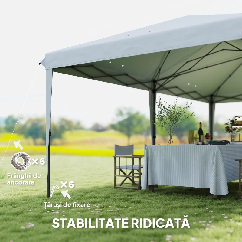 Outsunny Foișor 6 x 3 m pentru grădină, pop-up pliabil, geantă inclusă, oțel epoxidic, Oxford, densitate mare, gri