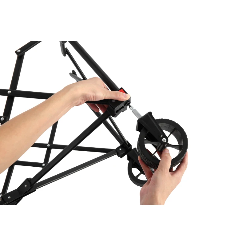 Faltbarer Bollerwagen, für Camping, Einkaufen, 77 x 48 x 45 cm, Schwarz