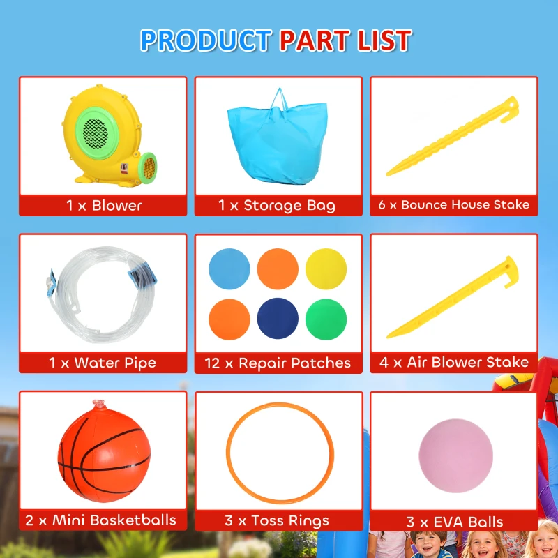 AIYAPLAY 8 in 1 Bouncy Castle for Kids, Inflatable Bounce House with Slide, Pool (Ball Pit), Water Cannon for Indoor Outdoor