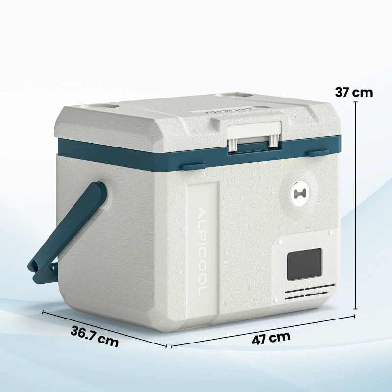 Outsunny Frigorifero Portatile per Auto da 19L con Compressore e Controllo App, 47x36.7x37 cm, Bianco
