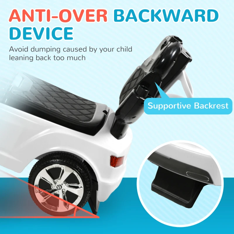 AIYAPLAY Rutschauto 3-in-1 z daszkiem, białe, z rączką do pchania