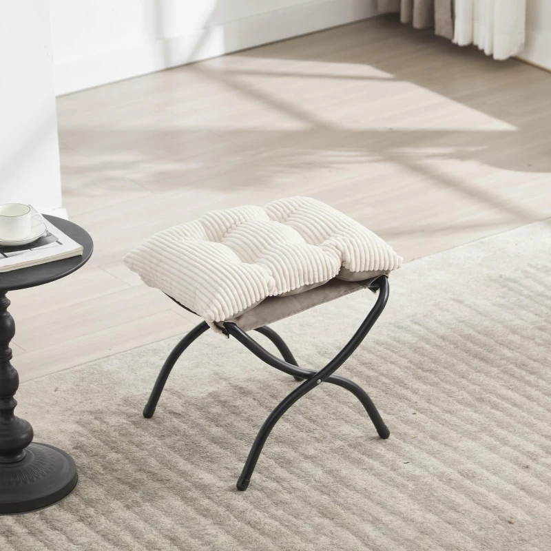 Lounge-Sessel mit Hocker, Armlehnen und einer Seitentasche, Flanellbezug, 69.9x64.0x95.0 cm, Weiß