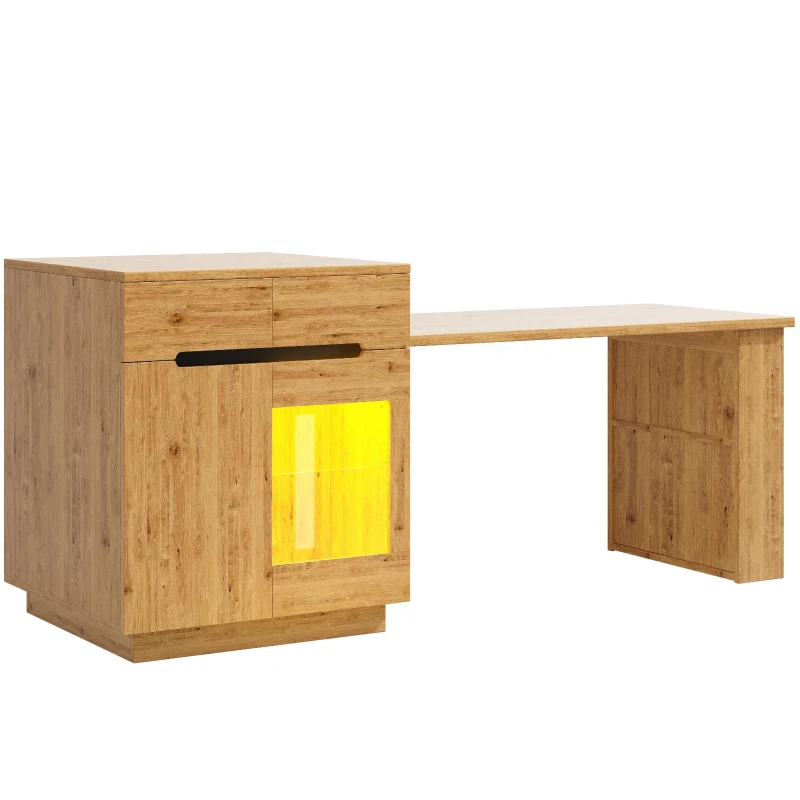 Versatile Kitchen Island with Extendable Table and 2 Drawers, Stylish Storage Cabinet for Dining Areas, 122-195L x 70W x 93.5H cm, Wood