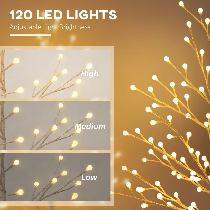 HOMCOM Drzewko świetlne 150 cm, 120 LED ciepłe białe, IP44