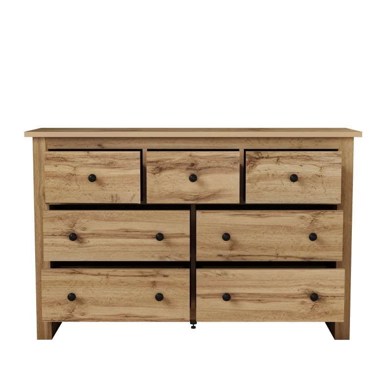 Modern Vintage Storage Cabinet with 7 Drawers, Versatile Sideboard for Living Room, Bedroom & Hallway, 152L x 40W x 88.5H cm, Wood