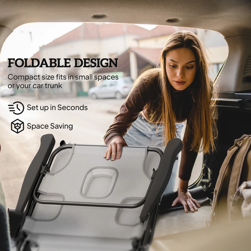 Outsunny Leżak słoneczny Ogrodowe Leżanki Relaksacyjne, składany, odporny na warunki atmosferyczne, 194 cm x 72 cm x 89 cm, Czarny + Ciemnoszary