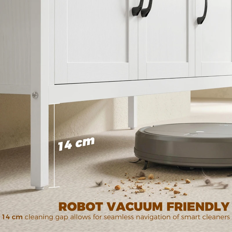 HOMCOM Komoda z regulowanymi półkami, bufet z szufladami, 95 cm, biały
