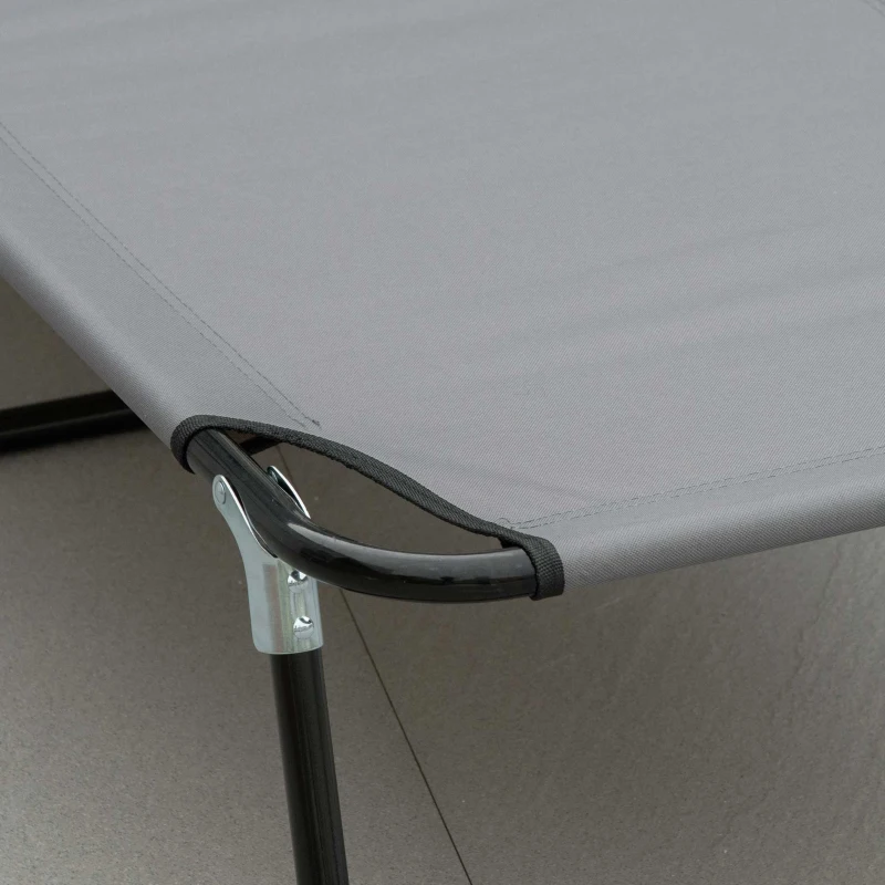 Outsunny Portable Folding Sun Lounger With 4-Position Adjustable Backrest Relaxer Recliner with Lightweight Frame Great for Pool or Sun Bathing Grey