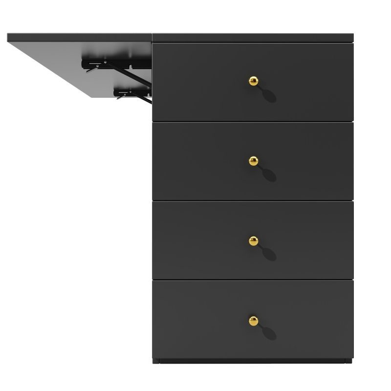 Adjustable Kitchen Island with 2 Stools, 6-Drawer and Generous worktop, Versatile Sideboard with Open Shelves, 140L x 40W x 89H cm, Black