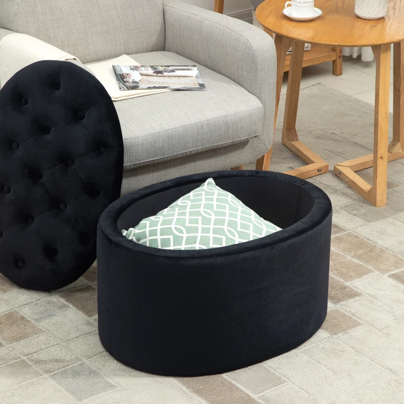 HOMCOM Banc de rangement rembourré avec espace de rangement pour couloir chambre salon 71 x 52 x 42 cm noir