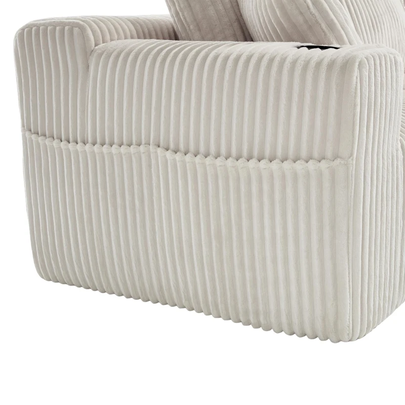 Modular L-Shaped Sectional Sofa with High-Resilience Foam, Plush Corduroy Chaise Lounge for 3 People, 257L x 160W x 80H cm, Beige