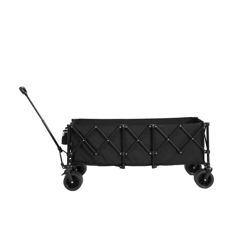 Faltbarer erweiterbarer Bollerwagen, mit viel Stauraum, 136x54x60 cm, Schwarz