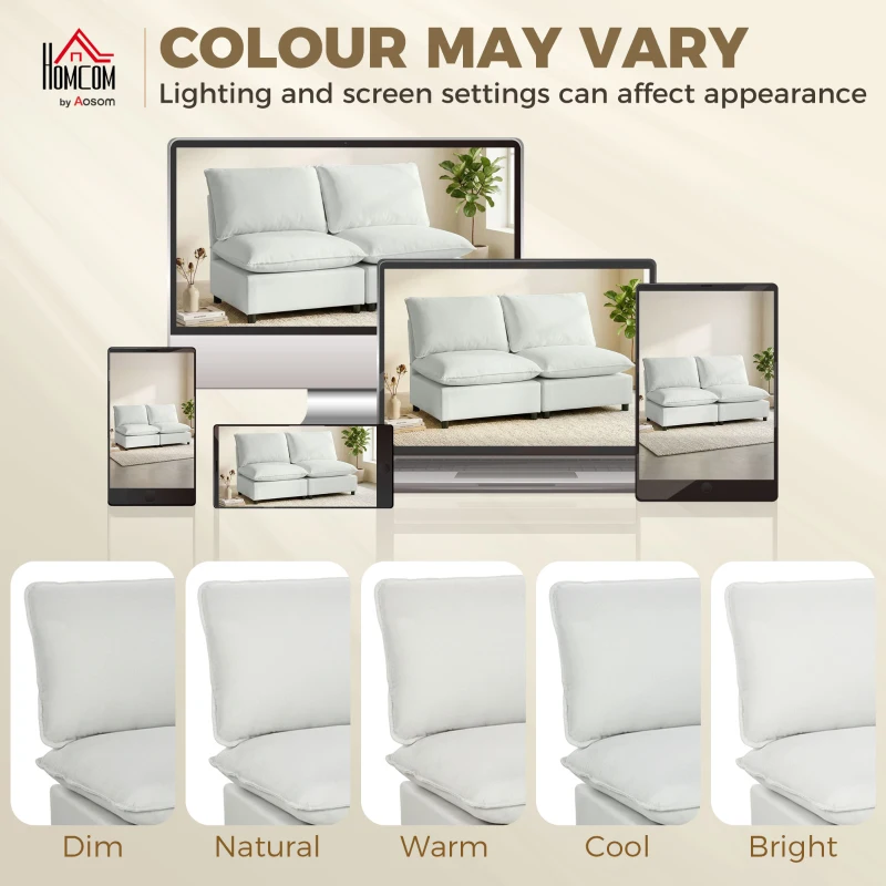 HOMCOM 2-osobowa sofa, 146 cm modułowa sofa z ekoskóry z szerokim i głębokim siedziskiem, grubymi poduszkami, łatwy montaż, Szara