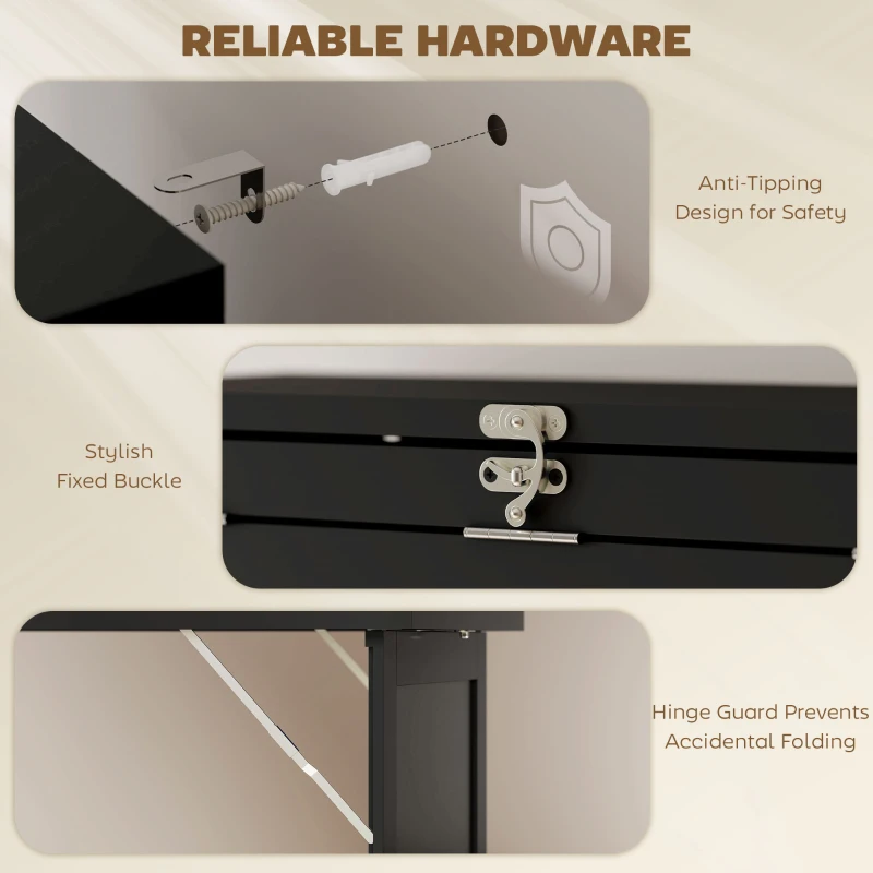 HOMCOM Three-Part Work Desk, with Storage and Chalkboard - Black