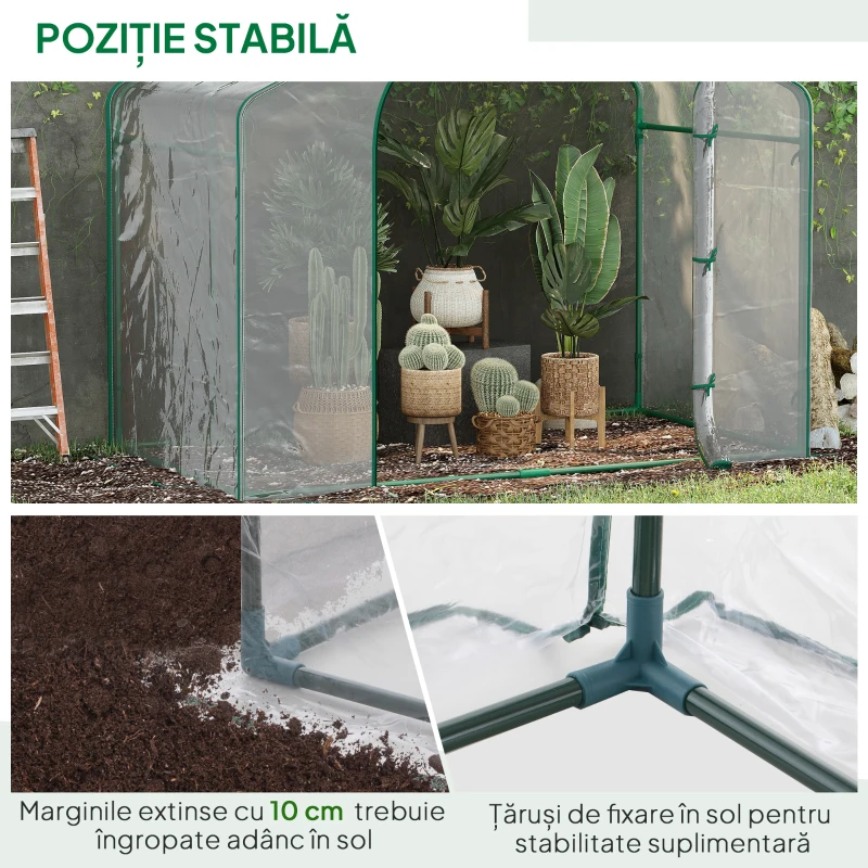 Outsunny Seră de Exterior cu Intrare cu Fermoar și Aerisire Superioară, din Plastic și Oțel, 180x100x152 cm, Transparentă
