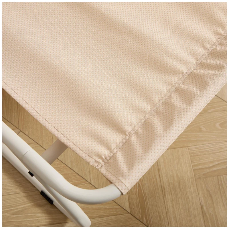 Poltrona lounge da esterno con pouf, cuscino imbottito, tessuto sling, struttura in acciaio, Beige