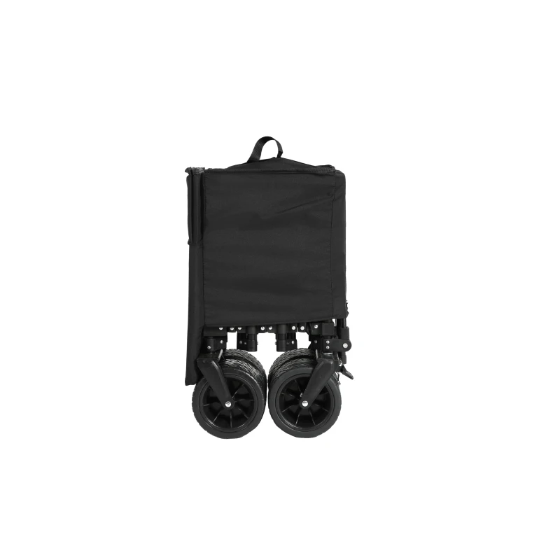 Faltbarer erweiterbarer Bollerwagen, mit viel Stauraum, 136x54x60 cm, Schwarz